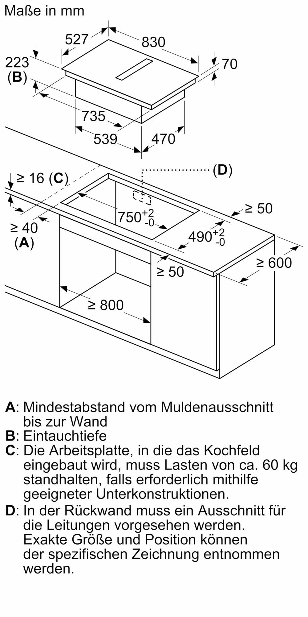 Image for Neff Induktions-Kochfeld-Set autark 80cm mit Abzug IKTPLE682F (V68TTX4L0 + Z943SE0)