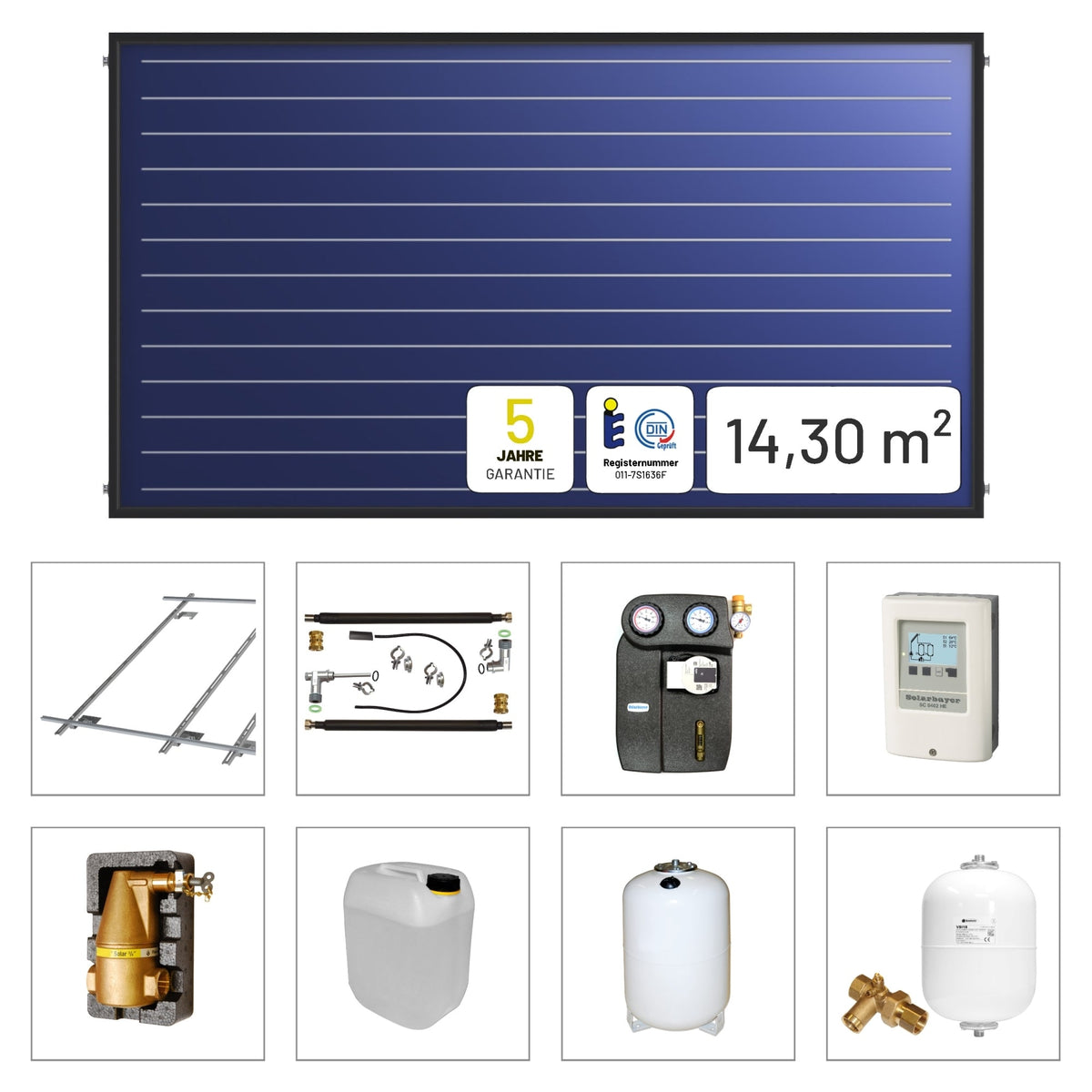 Image for Solarbayer PlusAL Solarpaket H2 Biber Gesamtfläche Brutto 14,30 m2 horizontal