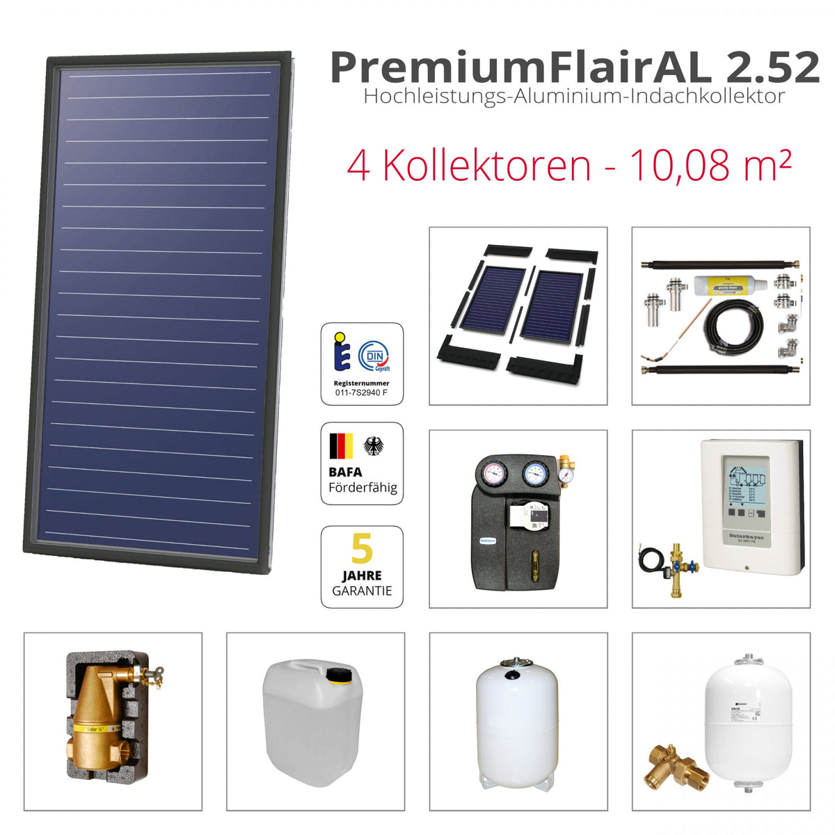 Image for Solarbayer FlairAL Indach-Solarpaket 4 1-reihig, Gesamtfläche Brutto: 10,08 m2