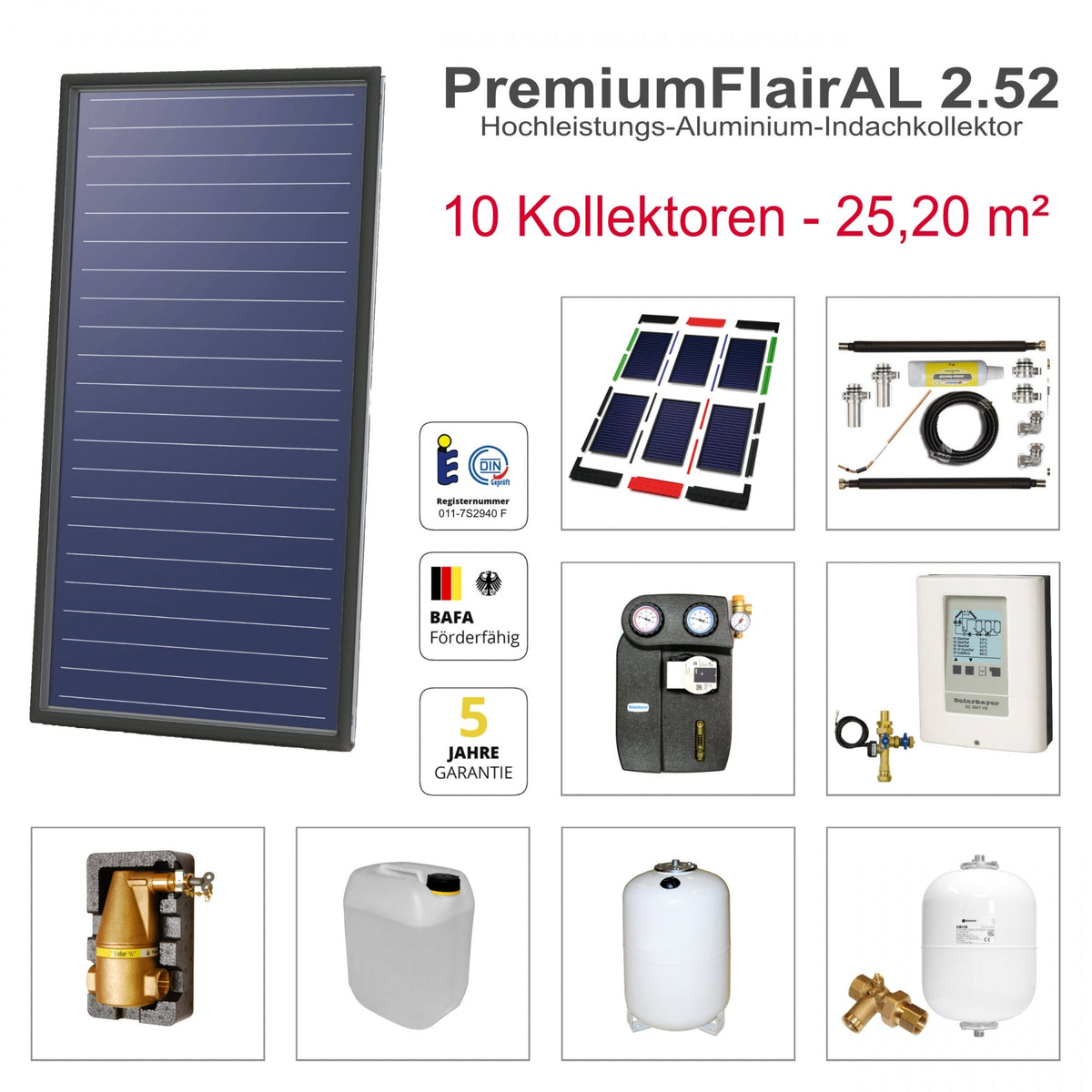 Image for Solarbayer FlairAL Indach-Solarpaket 10 2-reihig, Gesamtfläche Brutto: 25,20 m2