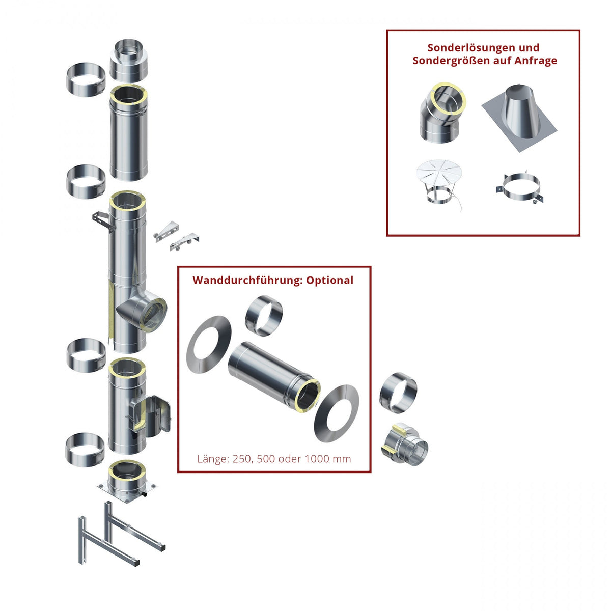 Image for Solarbayer Edelstahl-Außenkamin/Schornstein 7,5m Doppelwandig Innendurchmesser 200mm