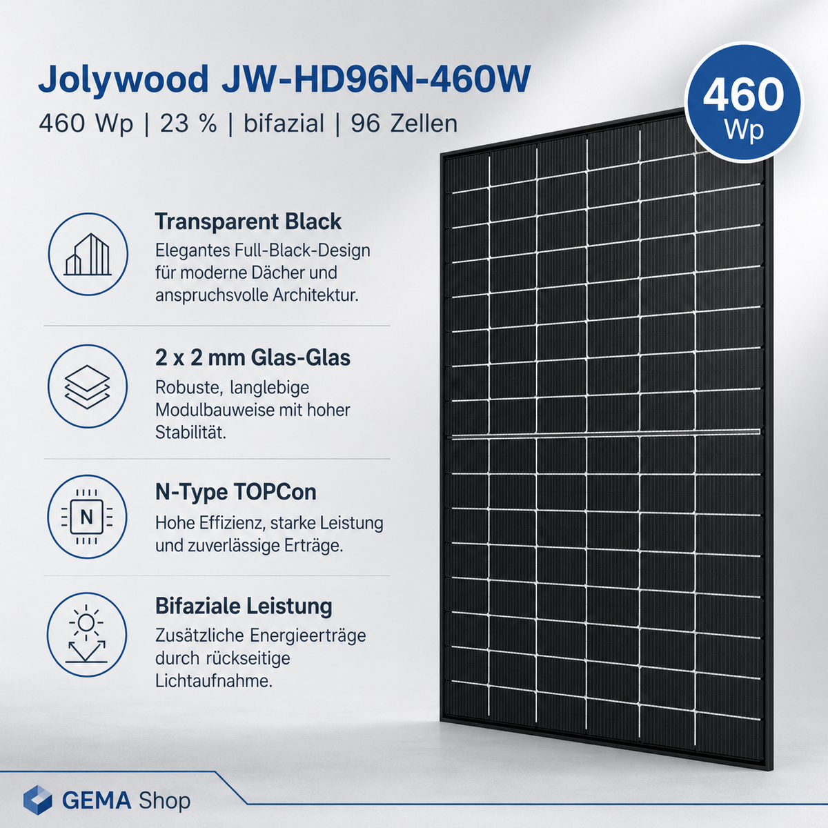 Image for PV-Modul Palette Jolywood JW-HD96N-R2 17,02 kWp 37x460 Wp