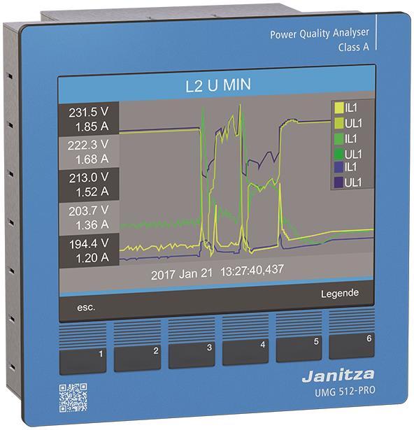 Image for Janitza UMG512-PRO Uh=95V-240V AC (UL) Kl.A Analysator m.RCM 5217011