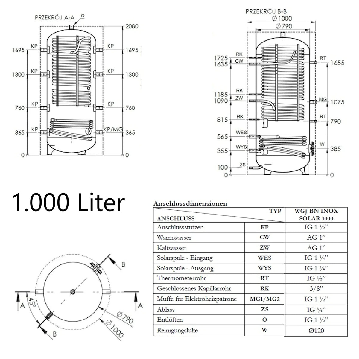 Image for Hygienespeicher Elektromet EBNS 1000 Solar 902 l