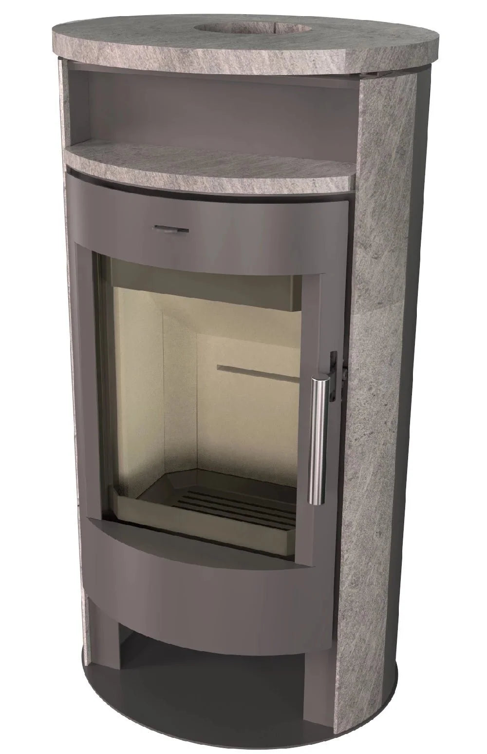 Image for Runder Premium-Kaminofen TORONTO gussgrau mit Teefach