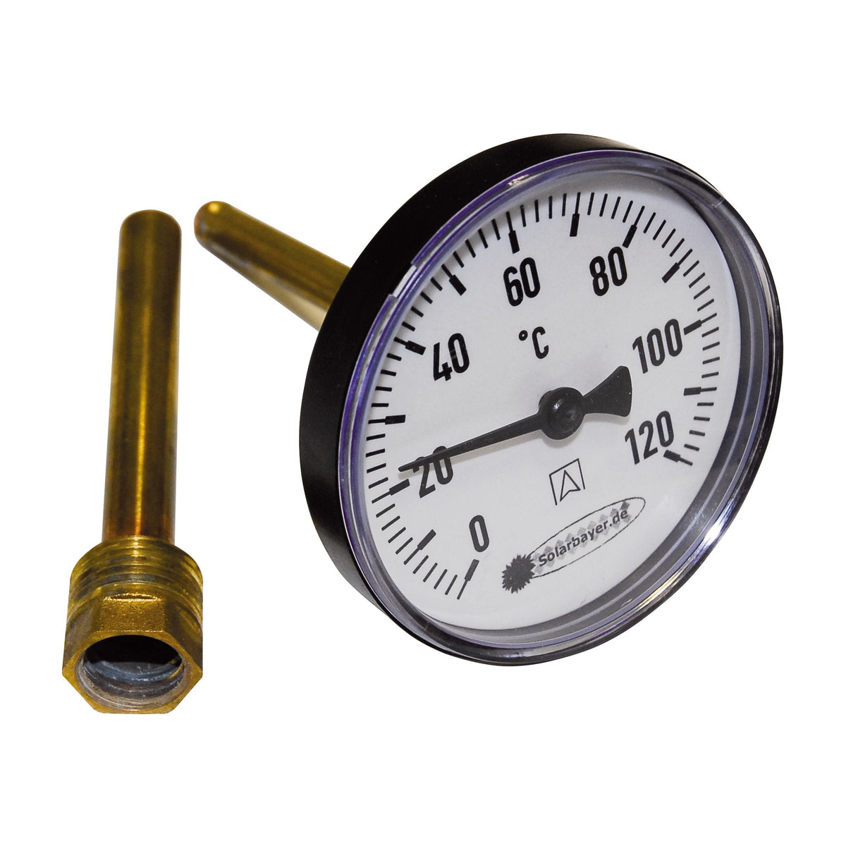 Image for Solarbayer Zeigerthermometer mit Tauchhülse 1/2" Temperaturskala von 0 - 120 C