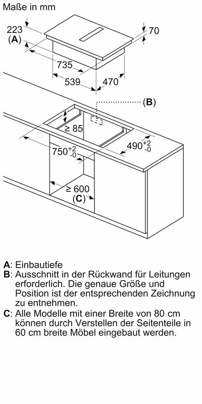 Image for Neff Induktions-Kochfeld-Set autark 80cm mit Abzug IKTPLE682F (V68TTX4L0 + Z943SE0)