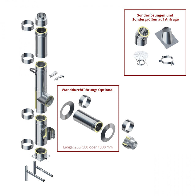 Image for Solarbayer Edelstahl-Außenkamin/Schornstein 7,5m Doppelwandig Innendurchmesser 200mm