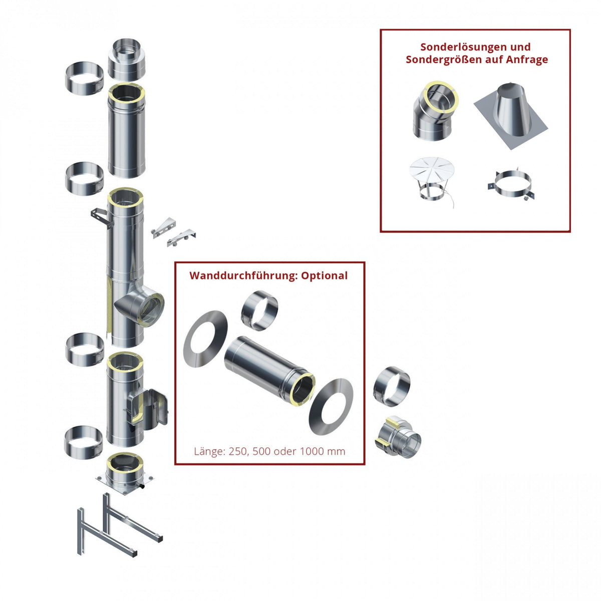 Image for Solarbayer Edelstahl-Außenkamin/Schornstein 7,5m Doppelwandig Innendurchmesser 150mm