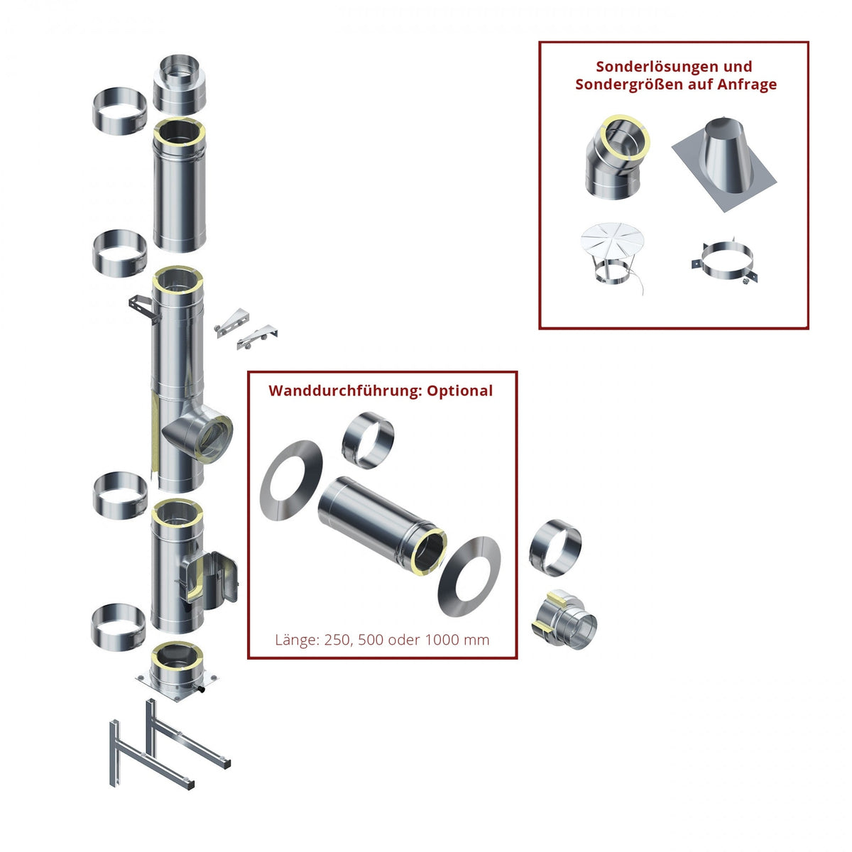 Image for Solarbayer Edelstahl-Außenkamin/Schornstein 7,5m Doppelwandig Innendurchmesser 130mm