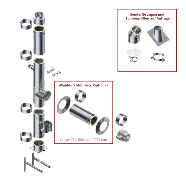 Image for Solarbayer Edelstahl-Außenkamin/Schornstein 7,5m Doppelwandig Innendurchmesser 130mm