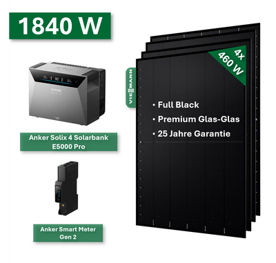 Image for Balkonkraftwerk PLATIN+ 1840/800W mit Anker Solix 4 Solarbank E5000 Pro Speichersystem
