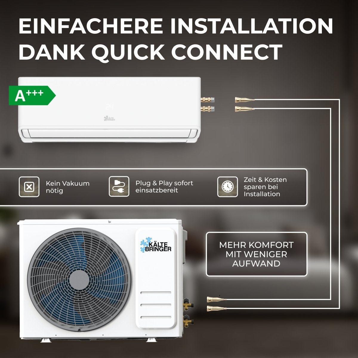 Image for Kältebringer® R290 Split Klimaanlage Quick Connect 12.000 BTU (3,7kW) Komplettset