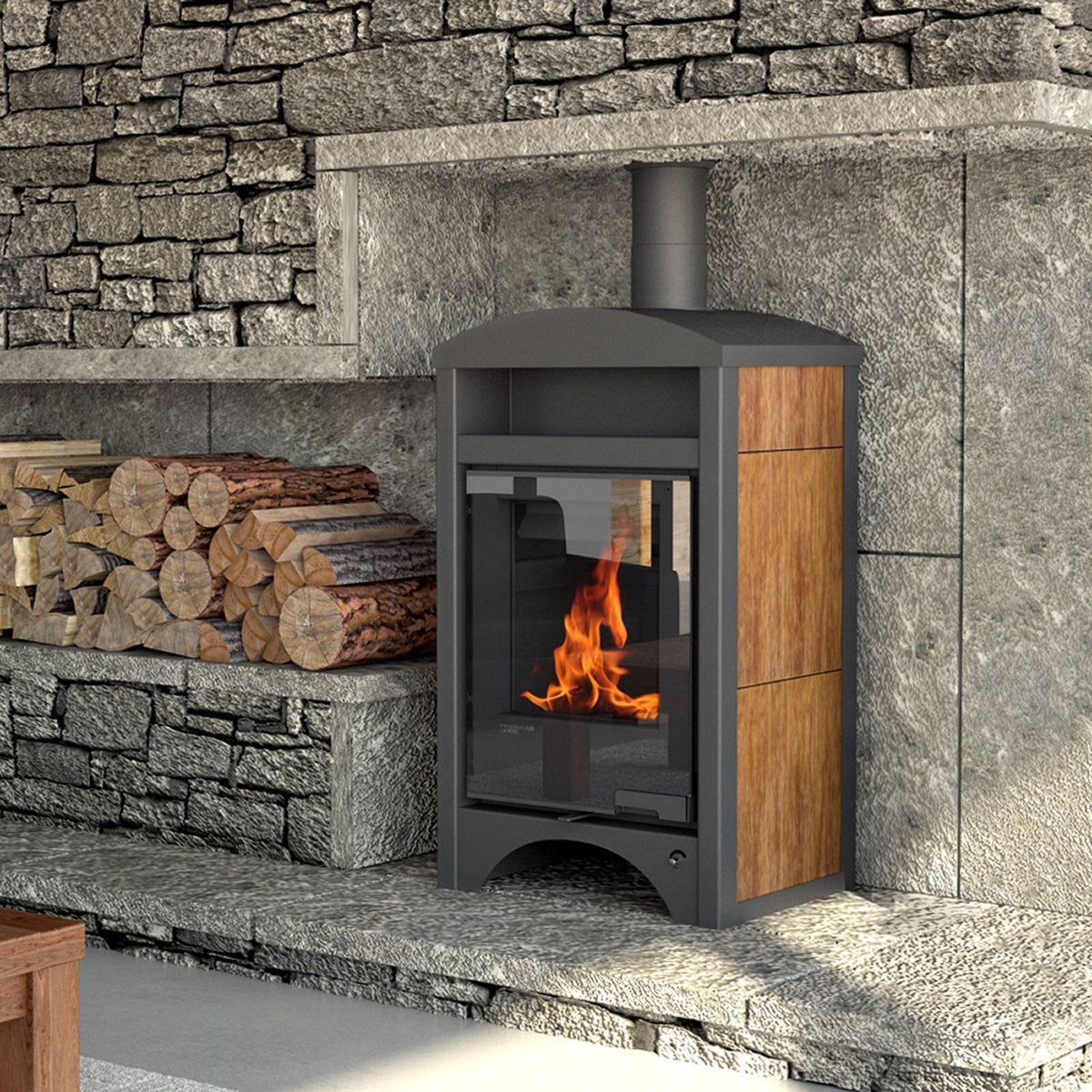 Image for Aquaflam Vario Barma Kaminofen Nussbaum 11 kW