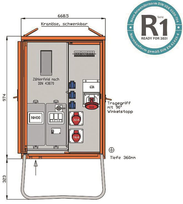 Image for Walther Anschlussverteiler     WAV0160R1 44kVA Zählerpl.RCD Typ B 5 LS 3 CEE-Abg