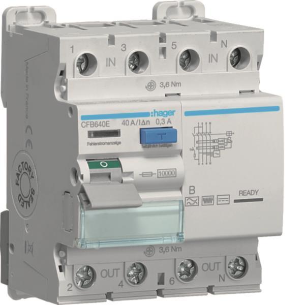 Image for Hager Fi-Schalter 4polig 10kA    CFB640E 40A 300mA Typ B 230/400V