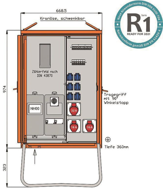 Image for Walther Anschl.vert.schrank    WAV0131R1 44kVA Zählerpl.RCD Typ B u.RCD Typ A 9
