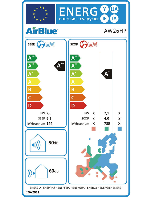 Image for Swegon AirBlue Split-Inverter   AW 26 HP 2,6 kW IT + AT + 5m Leitung R32  2616243