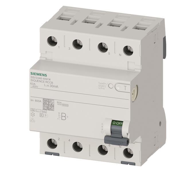 Image for Siemens 5SV33464KK14 FI-   5SV3346-4KK14 Schalter Typ B+ 63A 3+N-pol 30mA 400V