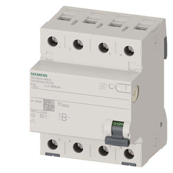 Image for Siemens 5SV36444KK14 FI-   5SV3644-4KK14 Schalter Typ B+ 40A 3+N-pol 300mA 400V