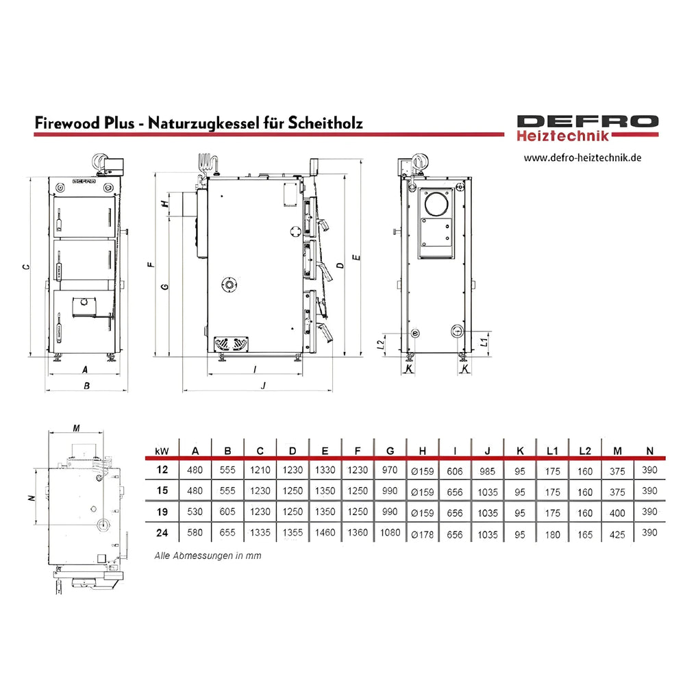 Image for Naturzugkessel Defro Firewood Plus 12 kW
