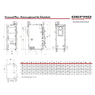 Image for Naturzugkessel Defro Firewood Plus 12 kW