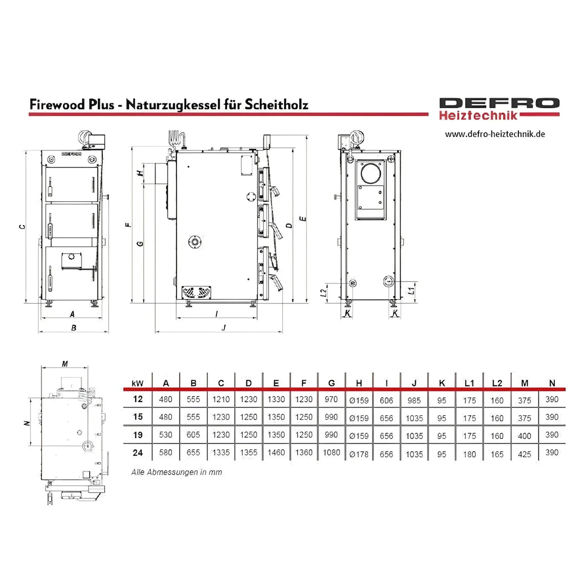 Image for Naturzugkessel Defro Firewood Plus 15 kW