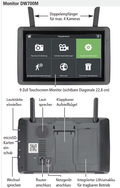 Image for INDEXA DW 700 SET Funk-Überwachungskamera mit Multifunktionsmonitor Full HD 27915