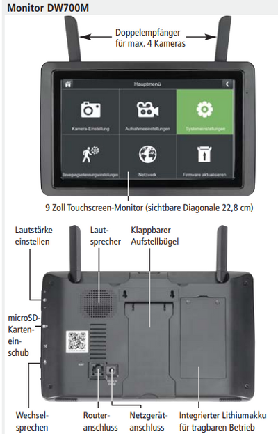 Image for INDEXA DW 700 SET Funk-Überwachungskamera mit Multifunktionsmonitor Full HD 27915