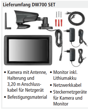 Image for INDEXA DW 700 SET Funk-Überwachungskamera mit Multifunktionsmonitor Full HD 27915