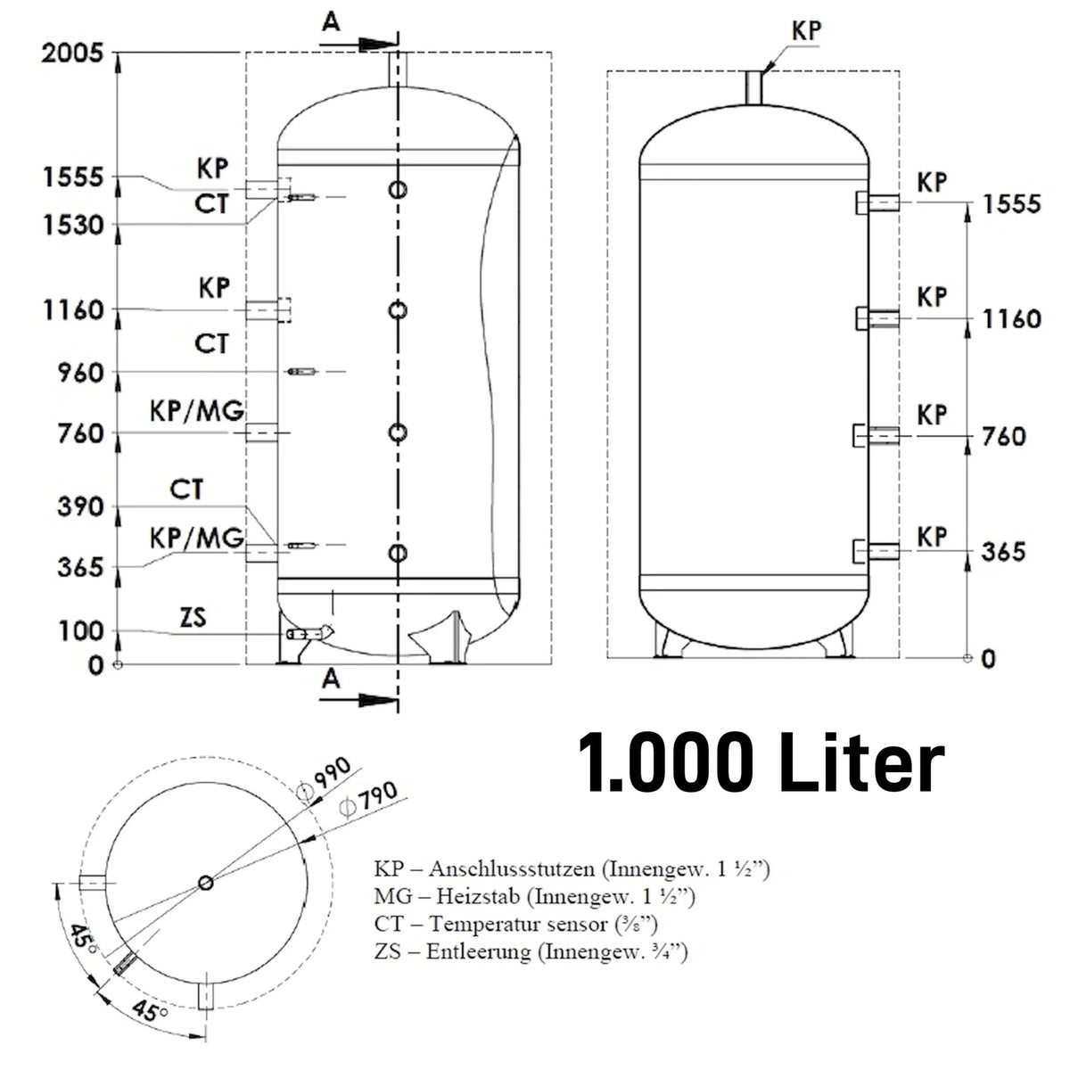Image for Pufferspeicher Elektromet WGJ-BE 800, 800 l
