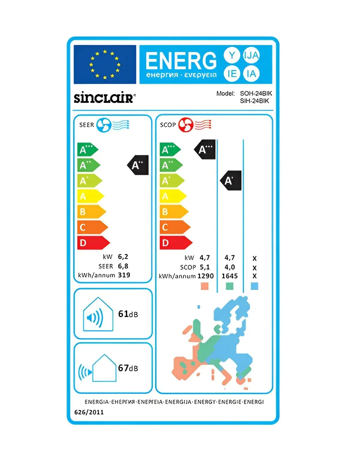 Image for Sinclair KEYON SIH-24BIK + SOH-24BIK Split-Klimaanlage 6,2 kW mit WLAN
