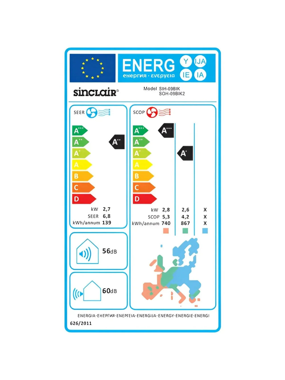 Image for Sinclair KEYON SIH + SOH-09BIK Split-Klimaanlage 2,7 kW mit WLAN und Heizfunktion
