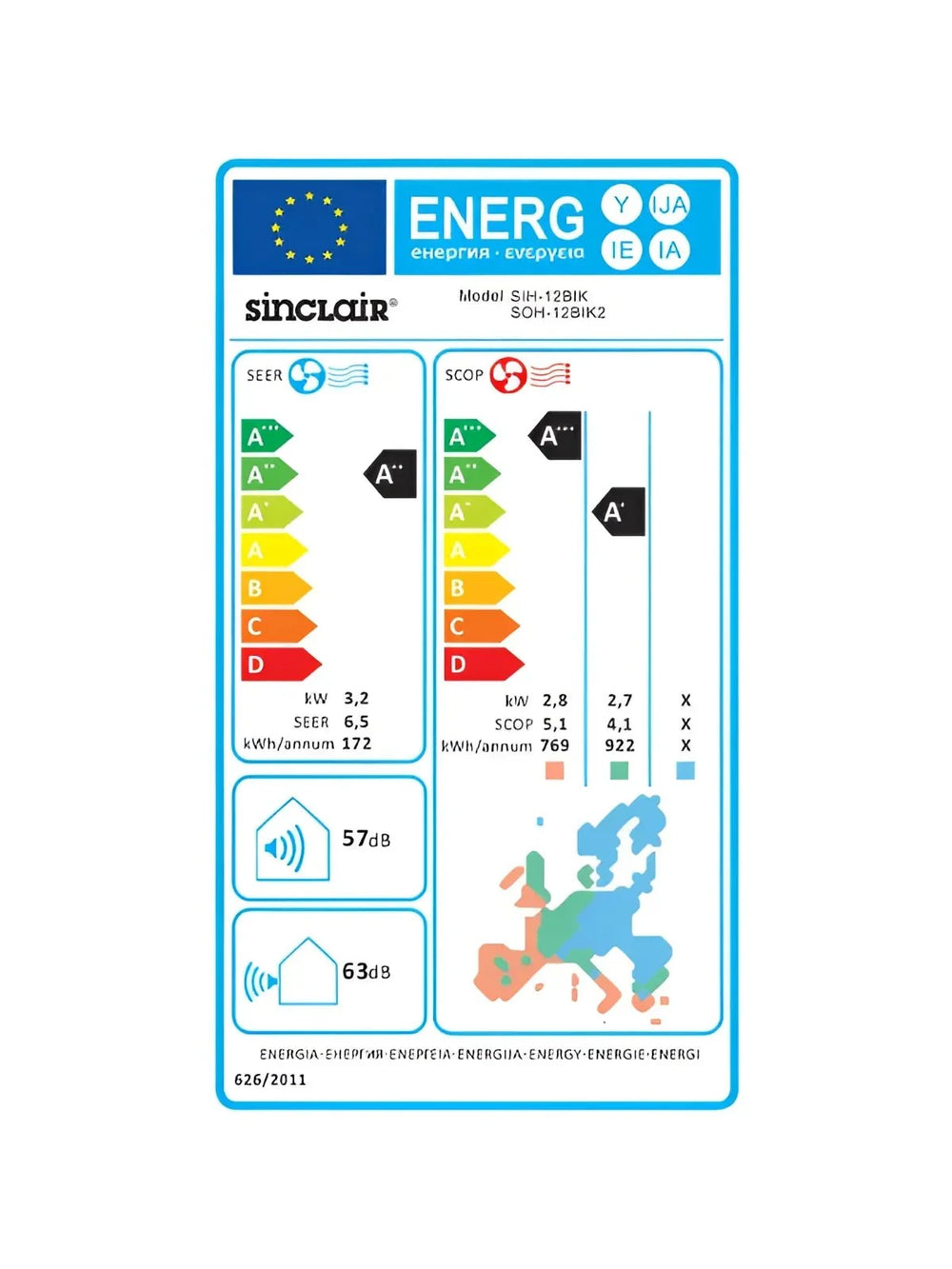 Image for Sinclair KEYON SIH-12BIK + SOH-12BIK Split-Klimaanlage 3,2 kW mit WLAN
