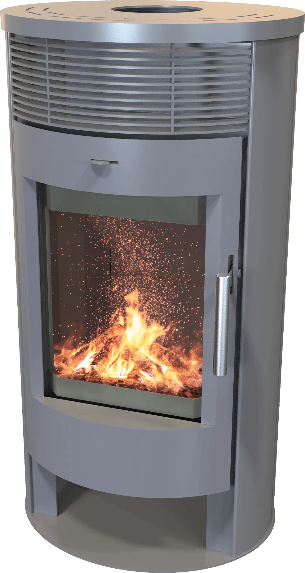 Image for Runder Premium-Kaminofen TORONTO gussgrau mit Teefach