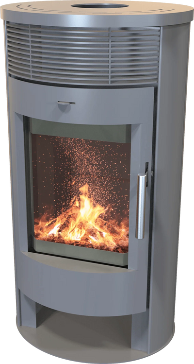 Image for Runder Premium-Kaminofen TORONTO gussgrau mit Teefach