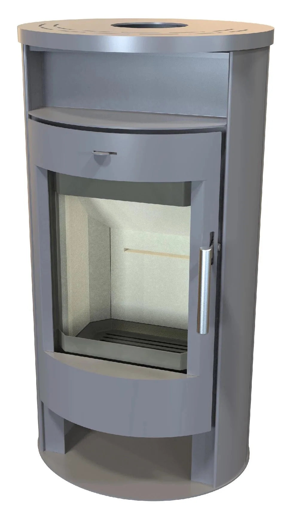 Image for Runder Premium-Kaminofen TORONTO gussgrau mit Teefach