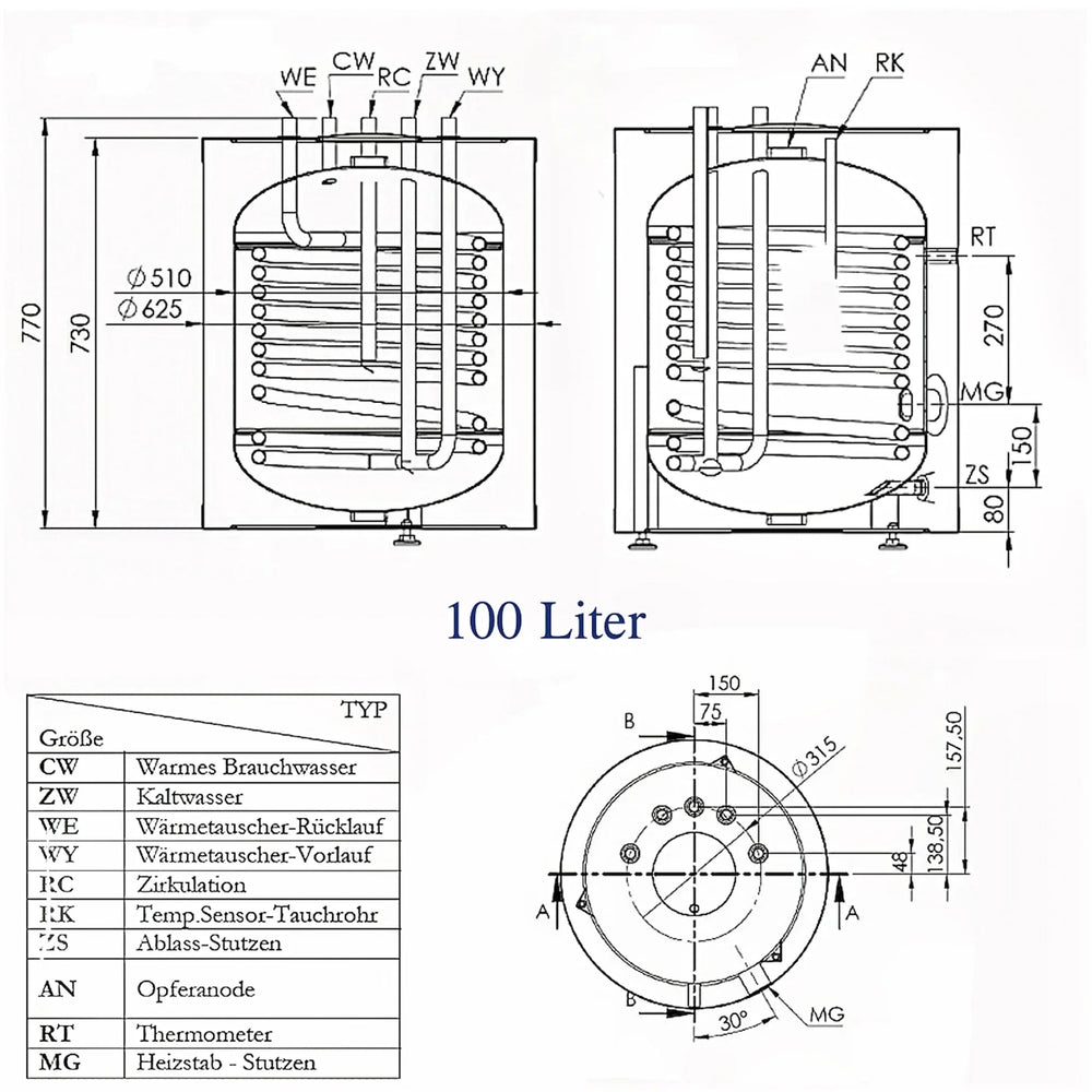 Image for Trinkwasserspeicher 100 Liter & SMART Heizstab 3 kW mit WIFI