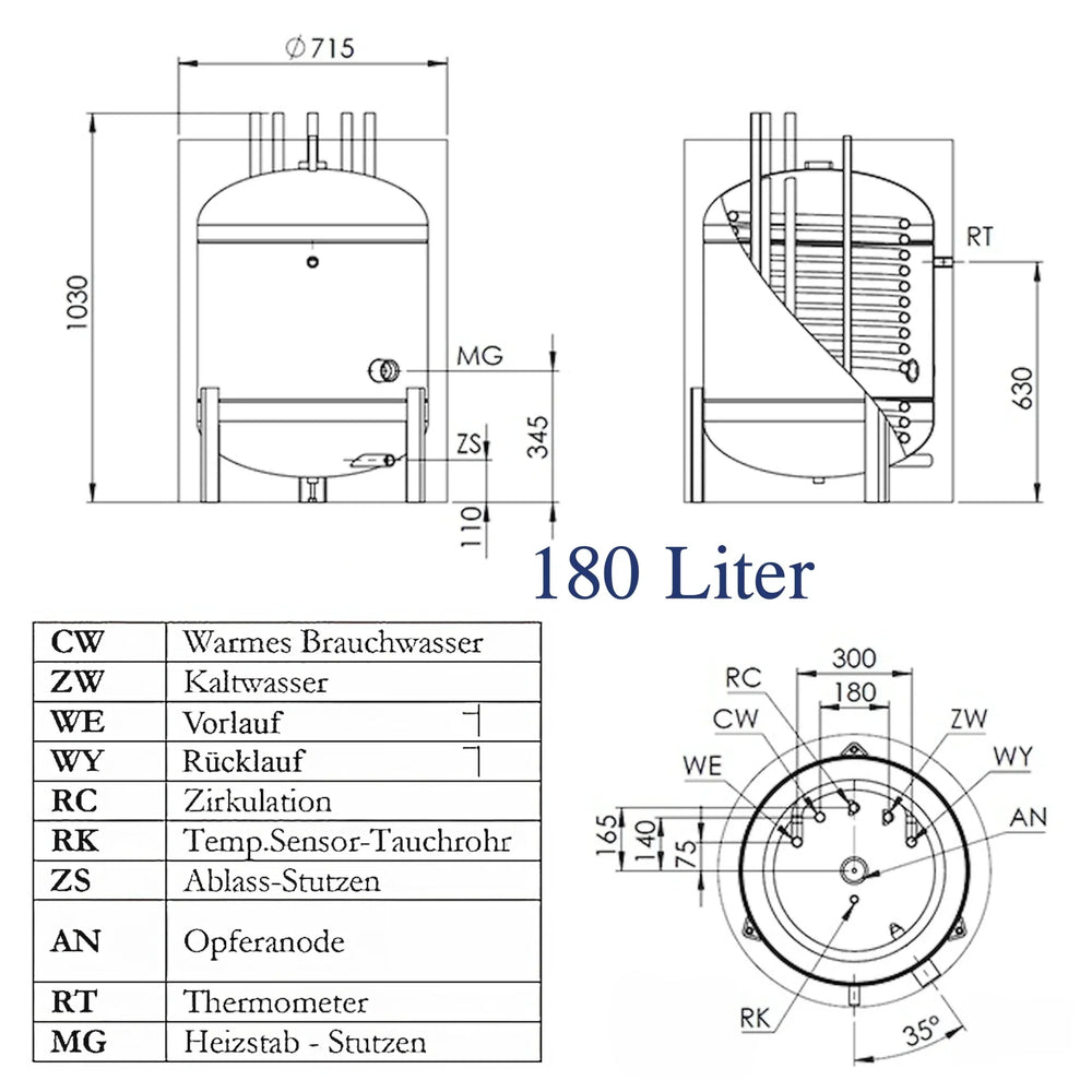 Image for Brauchwasserspeicher 180 L mit Heizstab 3 kW